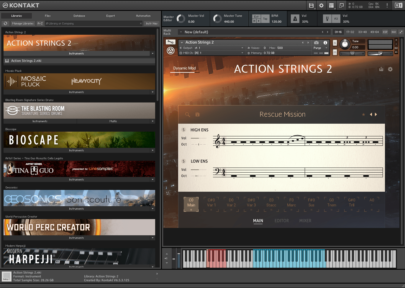 how to use native instruments action strings